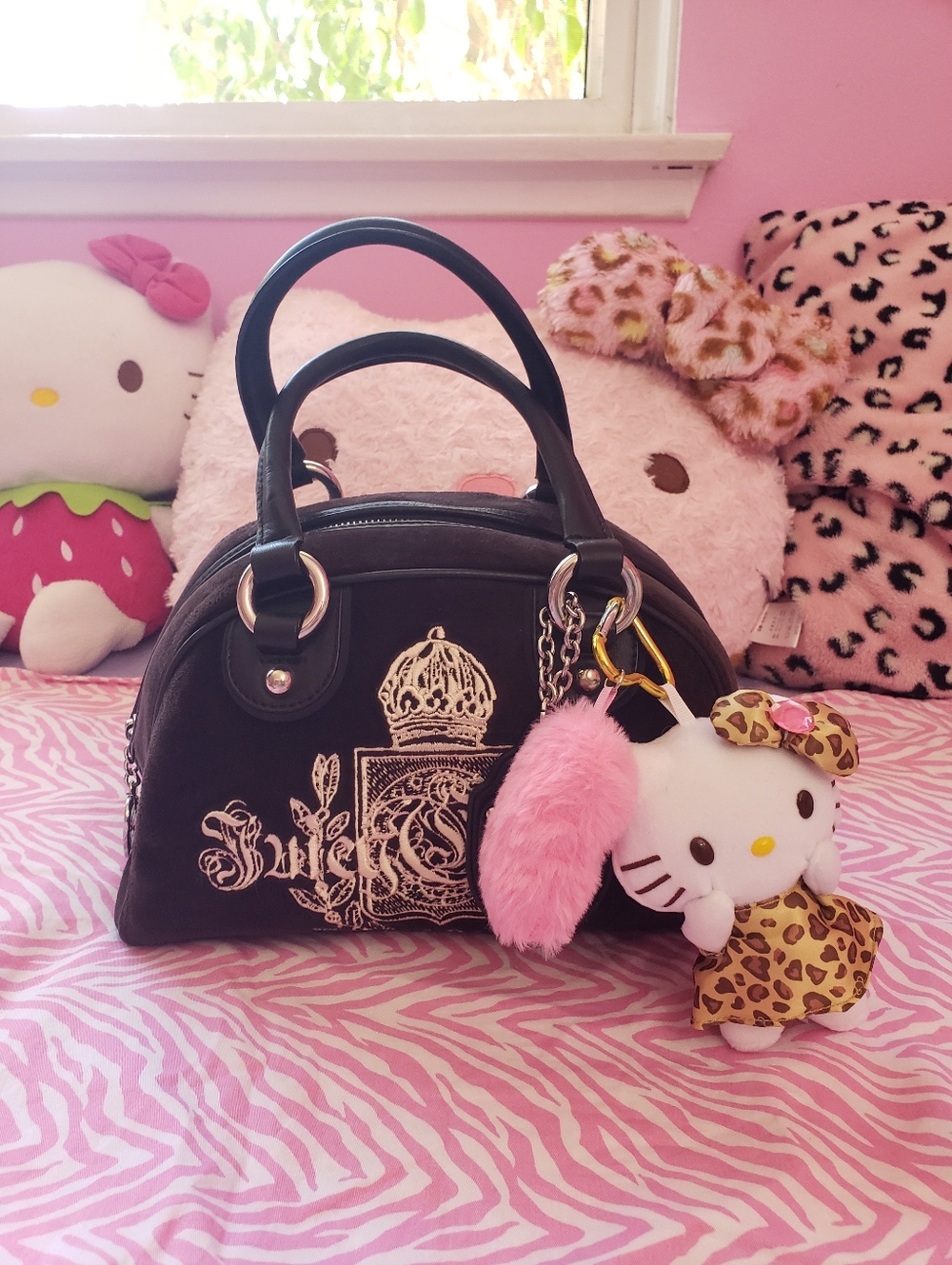 Vintage 2007 Juicy Couture Brown Bowler Bag w/ Charms